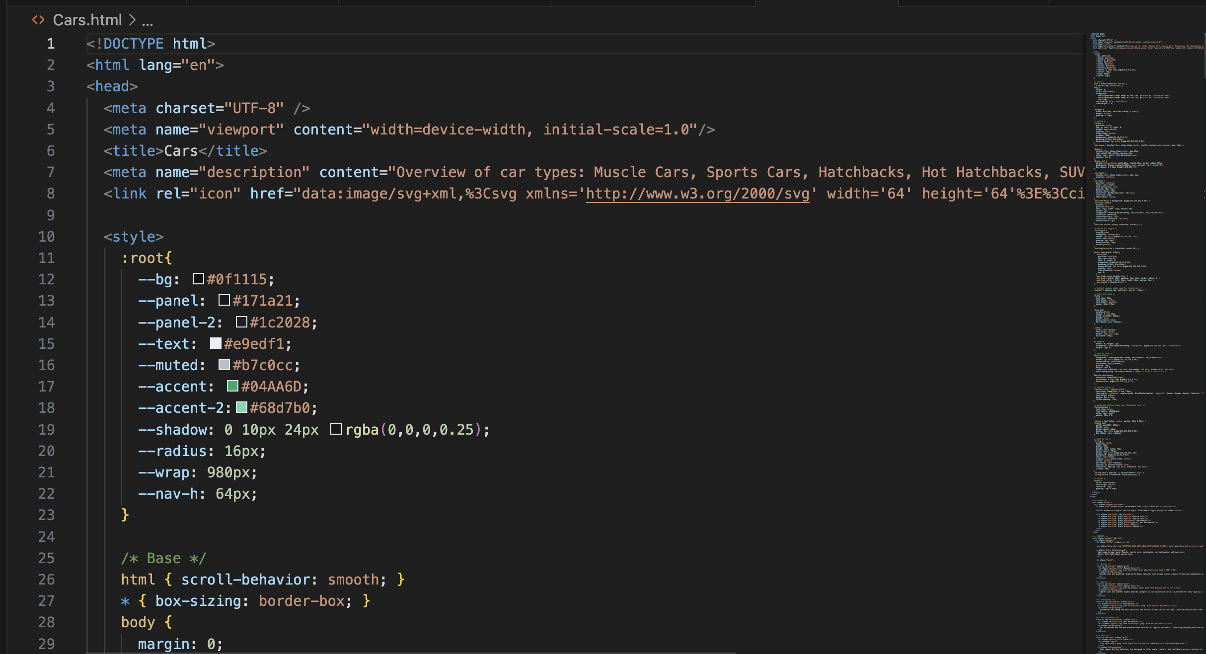 Screenshot of code